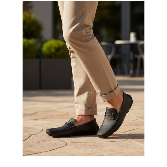 Massimo Matteo Bit Driver Loafer Mens 9.5 Black Leather Moccasin Slip On Luxury main image 12